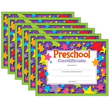 TREND ENTERPRISES Preschool Certificate, 30 Per Pack, PK6 T17006